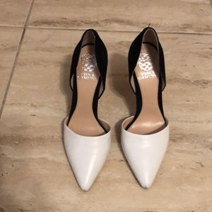 Vince Camuto black and white heels